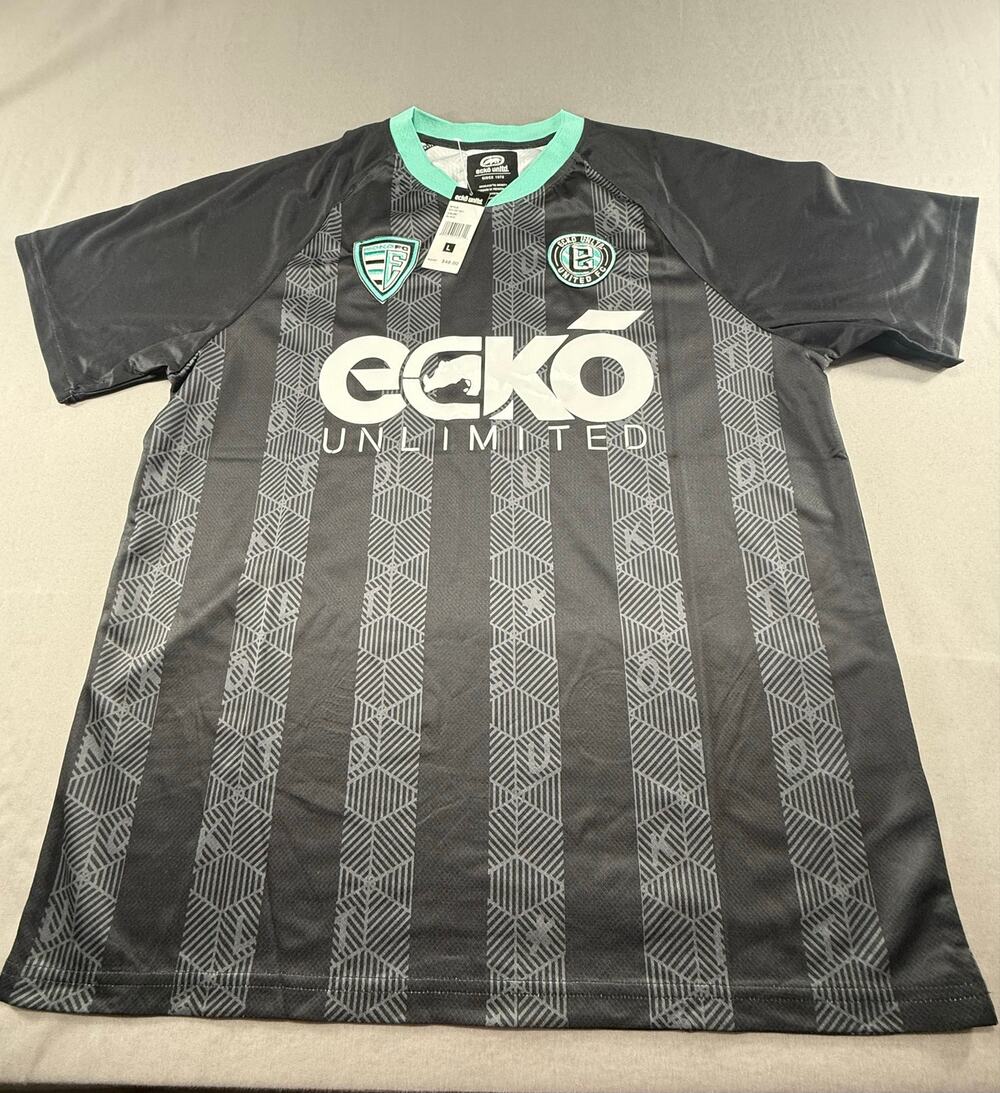 NWT Ecko Unlimited Soccer Jersey Men’s L Black Striped Blokecore Streetwear